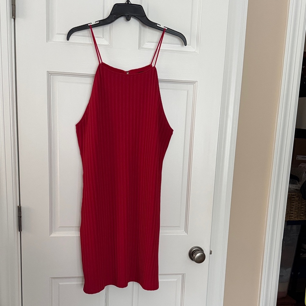 NBD Vibrant Red Ribbed Dress